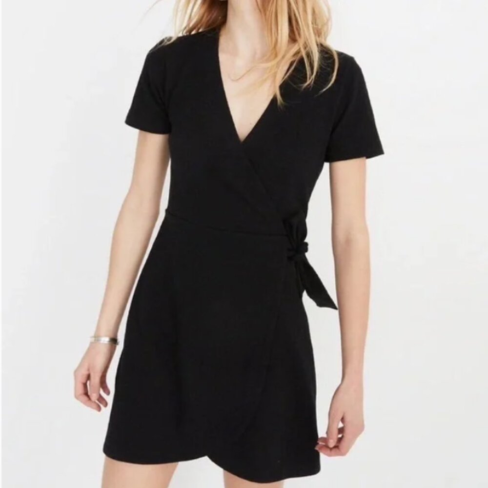 J. Crew Black Textured Wrap Dress Size XS NWT